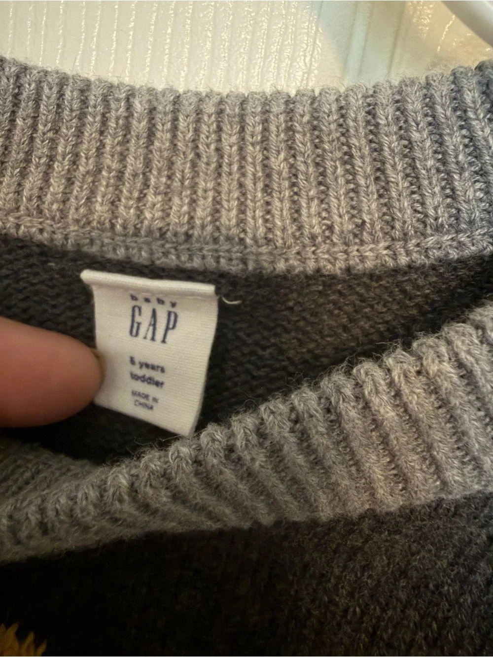 Baby Gap Boys Robot Sweater Gray Yellow 100% Cotton Size 5 Years